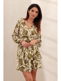 Elegantné šaty s khaki obálkovým výstrihom PR95840 - Internetový obchod - Butik